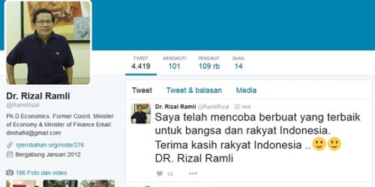 Dicopot dari menteri, Rizal Ramli & Sudirman Said pamitan di Twitter