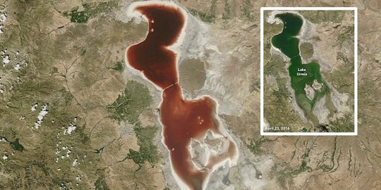 Foto satelit jadi saksi kemunculan danau 'darah' di Iran