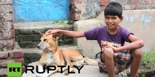 Sejak usia empat tahun bocah ini doyan menyusu pada anjing