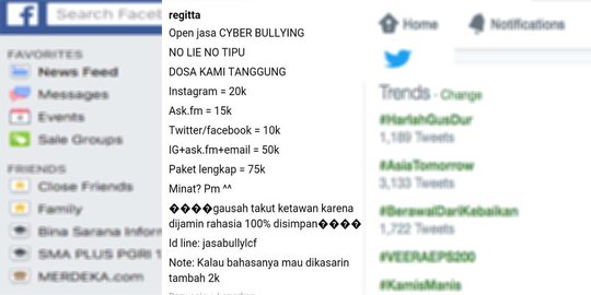 Ternyata ada jasa bully akun media sosial, tarifnya Rp 10 ribu