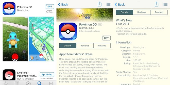 aplikasi resmi pokemon go di app store