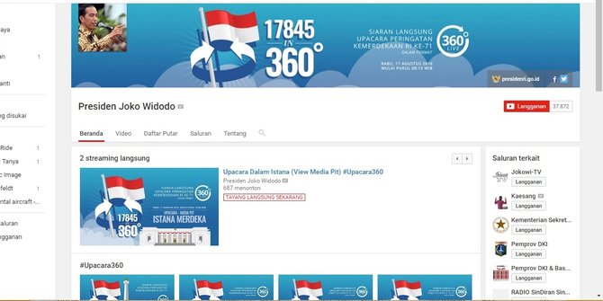 Upacara bendera di Istana tampilkan 360 derajat di YouTube  merdeka 