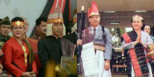 Membandingkan saat Presiden Soeharto & Jokowi berbaju adat Batak