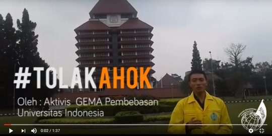 Berlatar kampus UI, mahasiswa beralmamater kuning serukan tolak Ahok