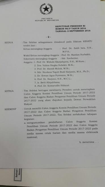 keppres tim seleksi kpu