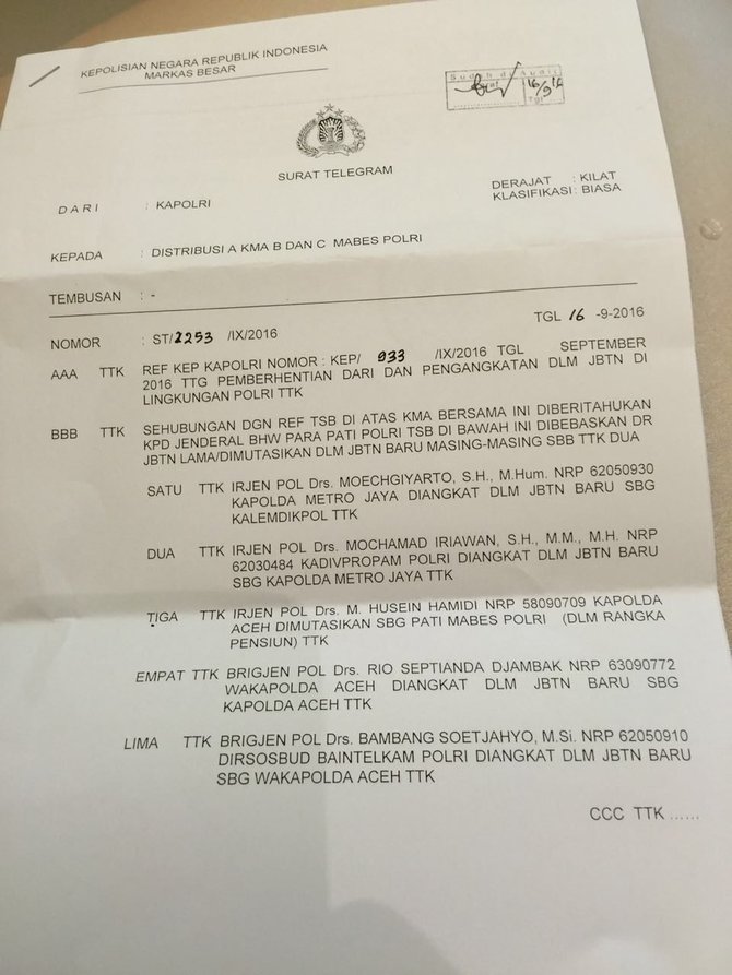 tr pergantian lemdikpol dan kapolda metro