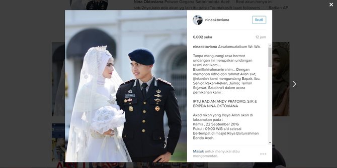 Selamat Bripda Nina Akhiri Masa Lajang Nikahi Polisi