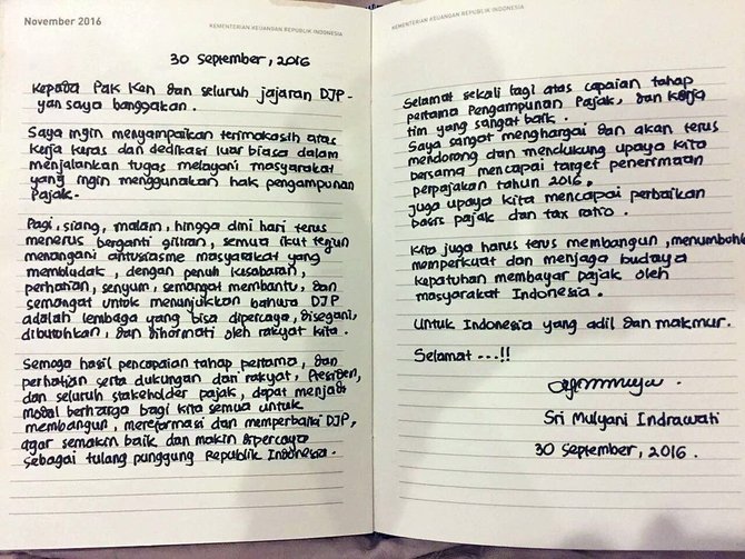 surat cinta sri mulyani untuk pegawai pajak