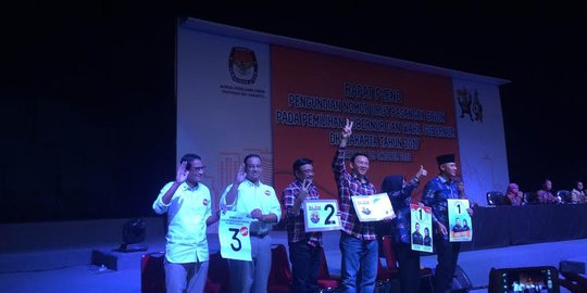 Pilgub DKI, Agus-Sylvi nomor urut 1, Ahok-Djarot 2 dan Anies-Sandi 3