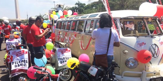 Pasangan cagub cawagub ikuti pawai dari Monas ke Bundaran HI