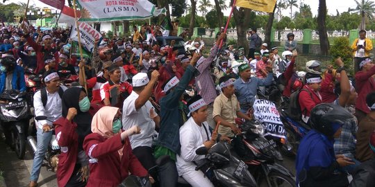 Demo 4 November di Medan, konvoi massa sempat mengular hingga 2 km