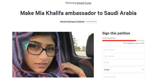 Ramai petisi minta Trump jadikan Mia Khalifah Dubes AS untuk Saudi