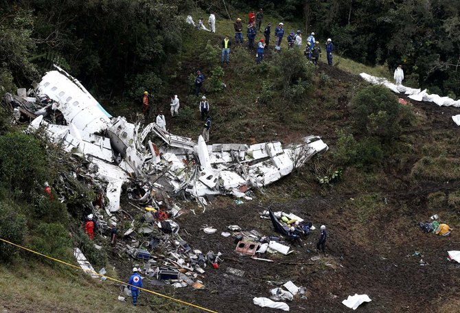 evakuasi korban pesawat klub chapecoense