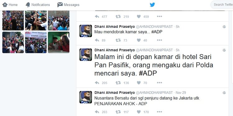 Kicauan Ahmad Dhani 5 jam sebelum diciduk polisi di Sari Pan Pacific