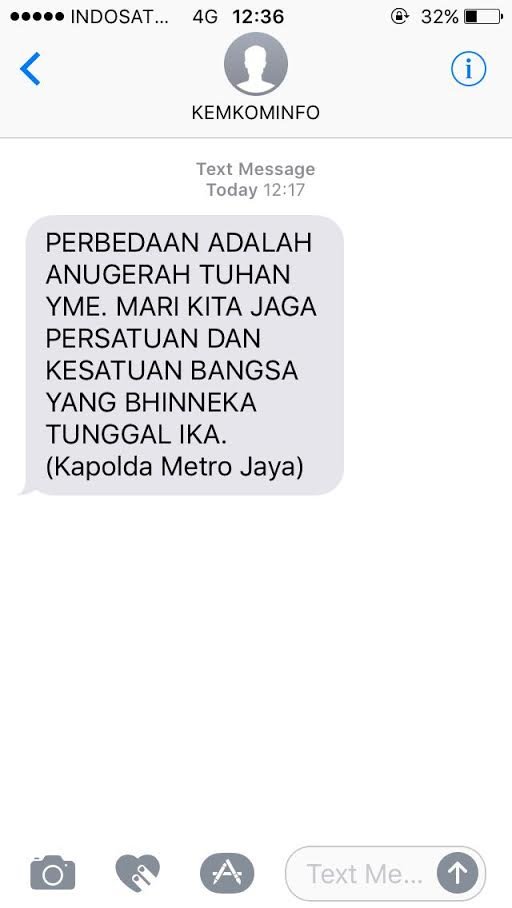 sms blast dari menkominfo terkait aksi damai