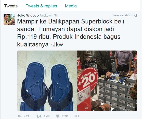 jokowi beli sendal diskon