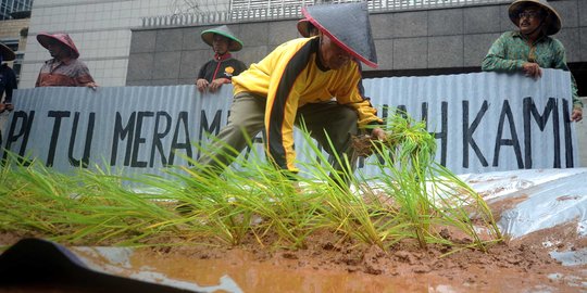 Protes PLTU, para petani Jawa Tengah bikin sawah di Kedubes Jepang