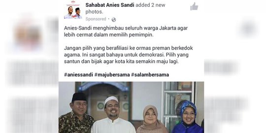 Difitnah, Anies-Sandiaga bakal polisikan akun 'Sahabat Anies Sandi'