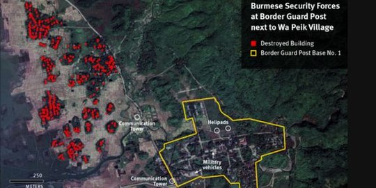 Foto satelit buktikan militer Myanmar terlibat bakar desa Rohingya