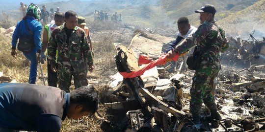 Hercules TNI yang jatuh di Wamena ditemukan dalam kondisi hancur