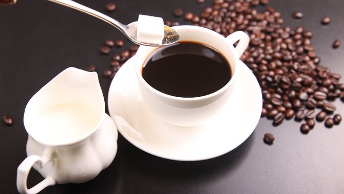 ilustrasi kopi dengan gula dan susu