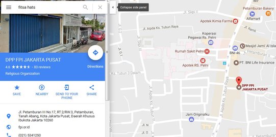 Markas FPI jadi 'Fitsa Hats', ini penjelasan Google Indonesia