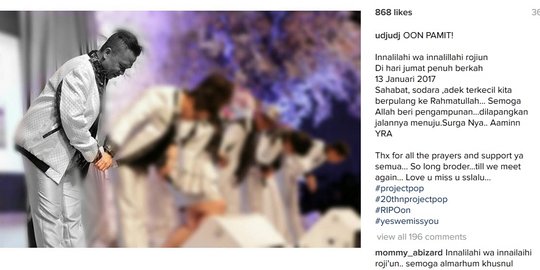 Innalillahi, Oon Project Pop meninggal dunia
