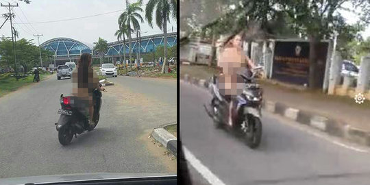 Cewek bugil yang naik motor di Bandara Supadio dijemput keluarga