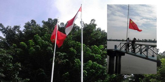 Bendera China berkibar di Desa Merah Mata Banyuasin