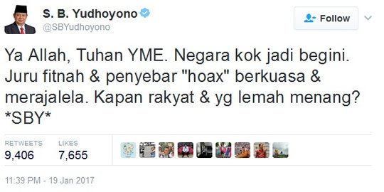 Demokrat bela SBY soal cuitan di Twitter: Masa gak boleh prihatin