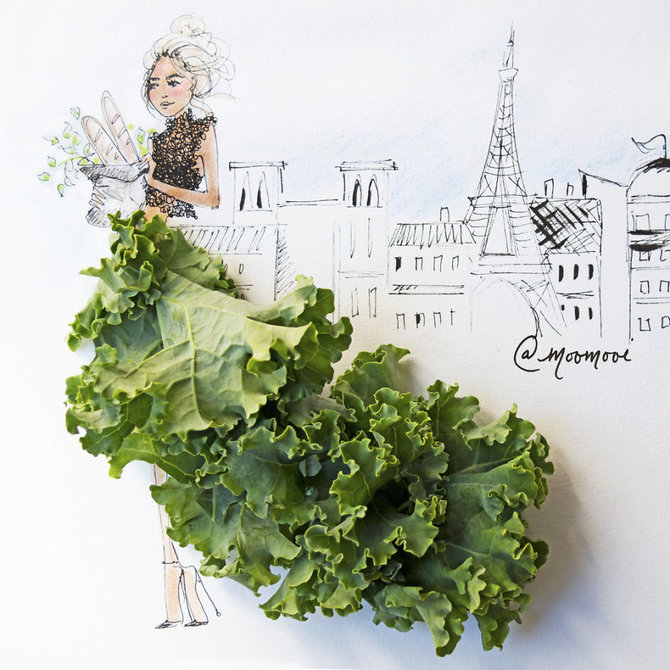 ilustrasi fashion dari sayuran karya meredith wing