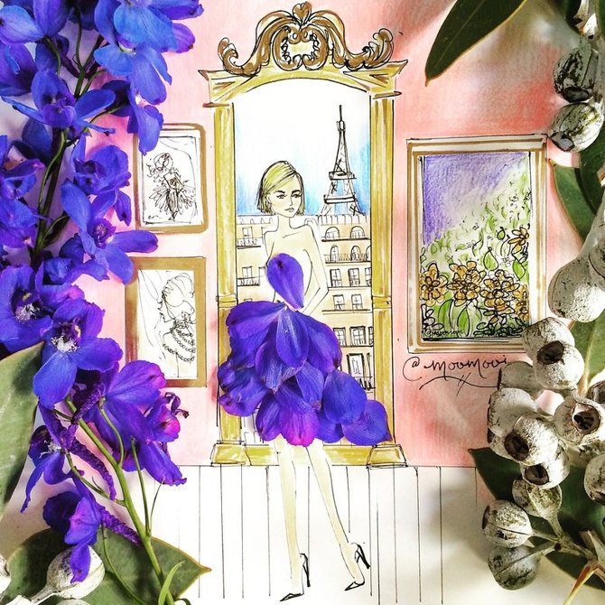 ilustrasi fashion dari sayuran karya meredith wing