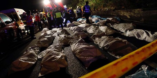 Tragis, kecelakaan bus pariwisata di Taiwan tewaskan 32 penumpang