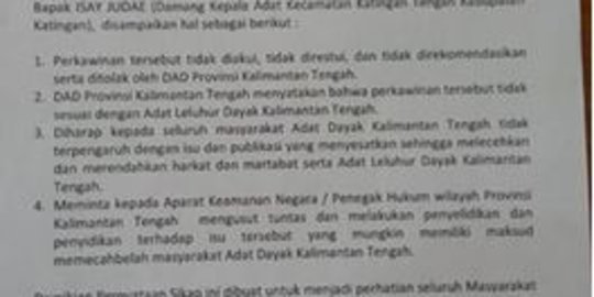 Dewan Adat Dayak minta pernikahan gaib Pangkalima burung dibatalkan