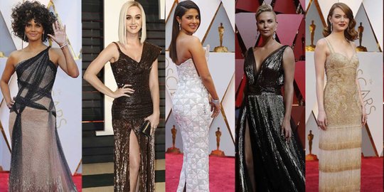Para seleb cantik bergaun glamor di karpet merah Oscar 2017