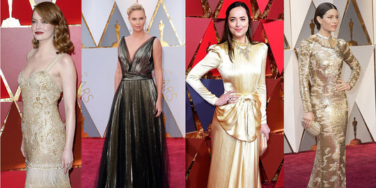 Academy Awards 2017, para selebriti berdandan ala patung emas Oscar