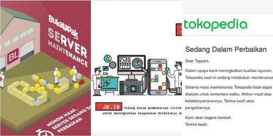 Tiga situs e-commerce ini tak bisa diakses