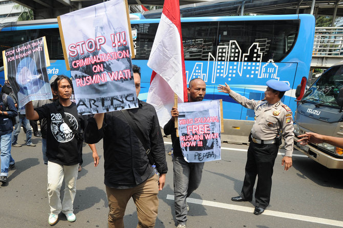 aksi buruh migran di kedubes arab