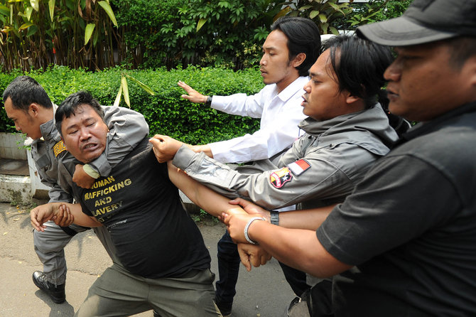 aksi buruh migran di kedubes arab