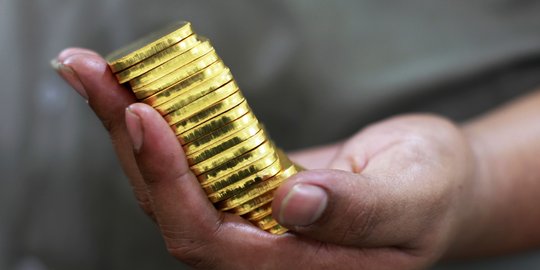 Harga emas Antam turun Rp 3.000 jadi Rp 589.000 per gram