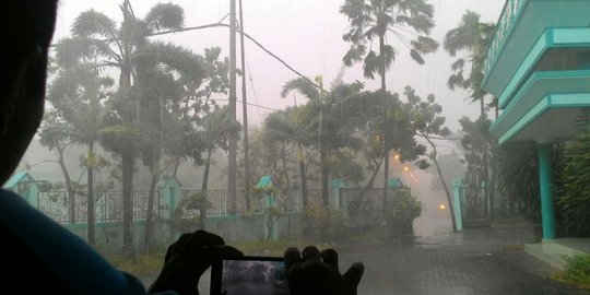 Surabaya diguyur hujan es dan angin kencang, banyak pohon tumbang