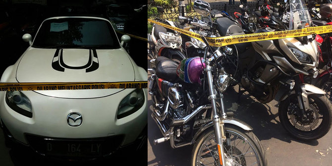 Polisi sita mobil  motor mewah  milik  bos Pandawa Group 