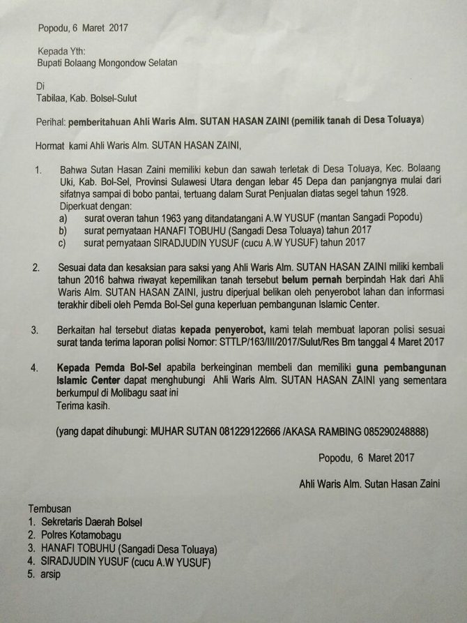 islamic centre di sulut terkendala sengketa lahan