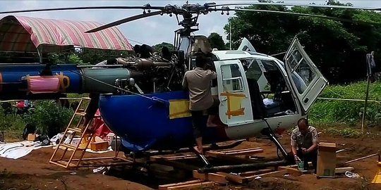 Mendarat di kebun, helikopter Polri dipindah ke lapangan