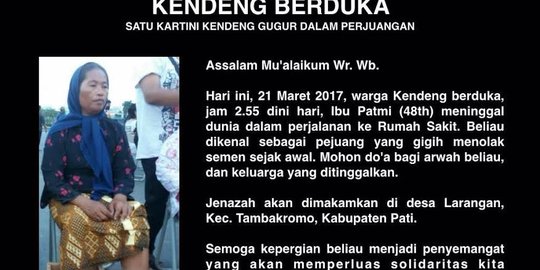 Disambut ratusan warga, jenazah petani Kendeng dimakamkan di Pati