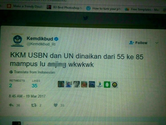 tweet kemendikbud ri yang diduga dihack