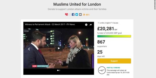 Umat Islam Inggris sumbang USD 25.000 buat korban teror London