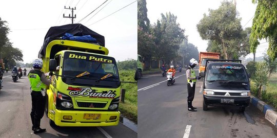 Bikin jalan rusak di Mojokerto, puluhan truk overload ditilang