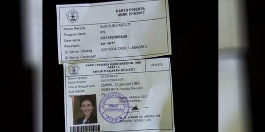 Saat nama Menteri Susi terdaftar jadi peserta ujian paket C