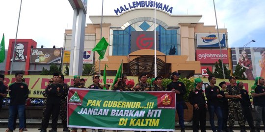 Seratusan GP Ansor dan banser Samarinda demo minta HTI dibubarkan